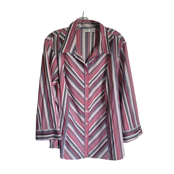 CATO Women's Size 22 24W Y2K Vintage Retro Multi Color Pink Gray Bell Sleeve - Picture 1 of 12